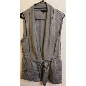 JANE & DELANCEY Sleeveless Denim Gray Tie Waist Vest Lyocell Pockets Size 1X